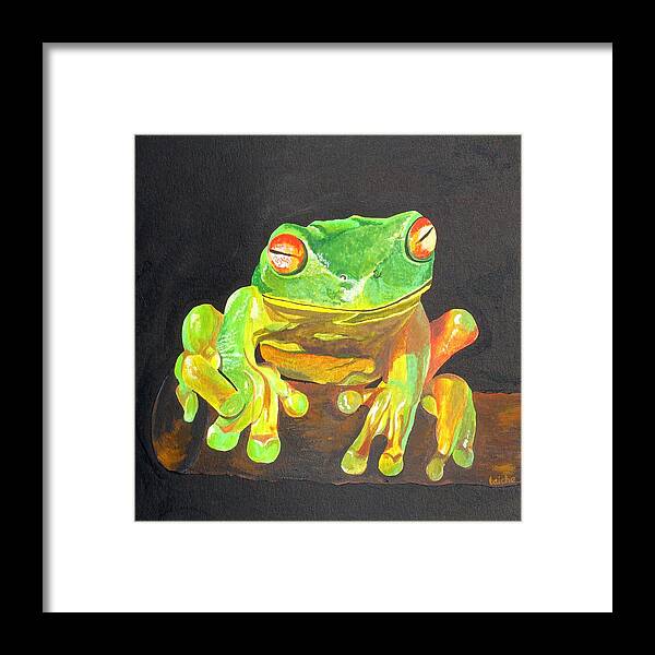 Amphibian Framed Print featuring the painting Red Eyed Tree Frog by Taiche Acrylic Art
