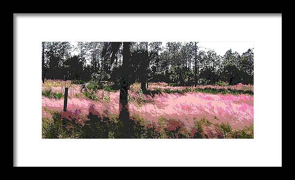 Landscape Framed Print featuring the painting Red Fire Grass Field Gulf Coast Florida by G Linsenmayer