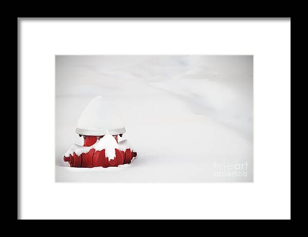 Outdoor Framed Print featuring the photograph Red fired hydrant buried in the snow. by Oscar Gutierrez