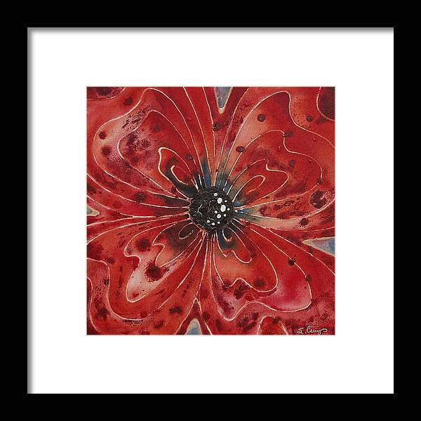 Poppy Art Framed Print featuring the painting Red Flower 1 - Vibrant Red Floral Art by Sharon Cummings