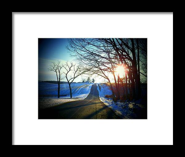 Snow Framed Print featuring the photograph Red Gate Road by Joyce Kimble Smith