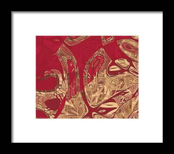 Abstract Framed Print featuring the digital art Red Geranium Abstract by Judi Suni Hall
