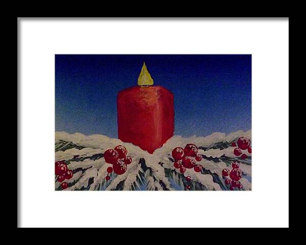 Red Holiday Candle Framed Print featuring the painting Red Holiday Candle by Darren Robinson