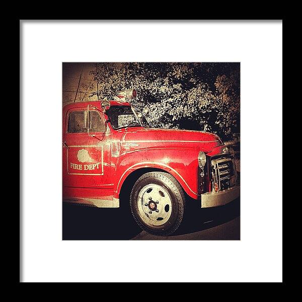 Firedept Framed Print featuring the photograph Red Hot Blast From The Past! #firetruck by Jan Pan
