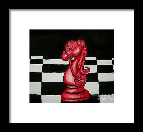 Mari Framed Print featuring the painting Red Knight by Marisela Mungia