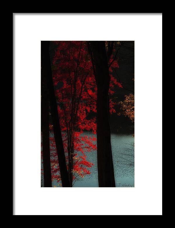 Autumn Framed Print featuring the photograph Red Leaf Lake by Joseph Hedaya