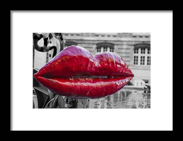 Ancient Framed Print featuring the digital art Red lips by Patricia Hofmeester