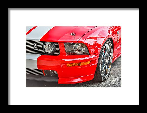 Car Framed Print featuring the photograph Red Mustang Cobra by Mina Isaac