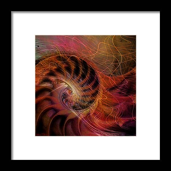 Nautilus Framed Print featuring the digital art Red Nautilus by Barbara Berney