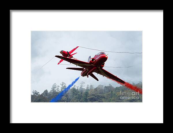 The Red Arrows Framed Print featuring the digital art Red Pair by Airpower Art