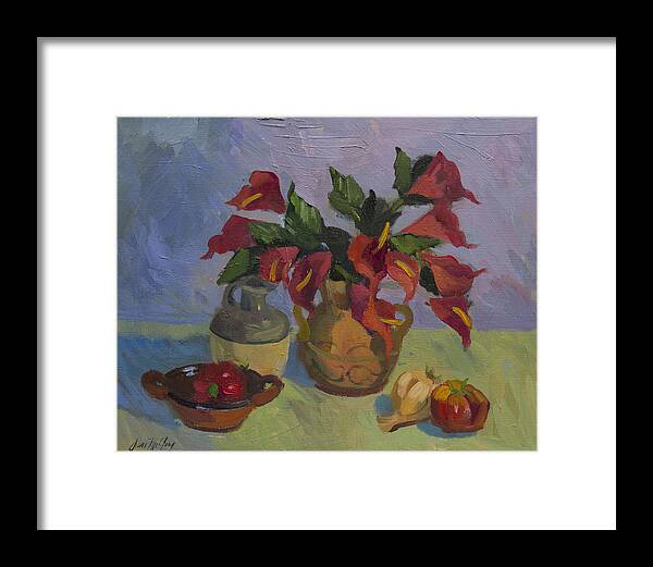 Still Life Framed Print featuring the painting Red Pepper by Diane McClary