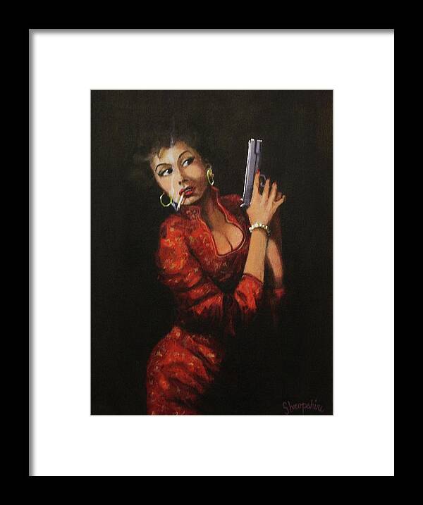  Cigarettes Framed Print featuring the painting Red Peril by Tom Shropshire