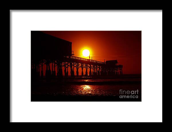 Water Framed Print featuring the photograph Red Pier by Jerry Hart