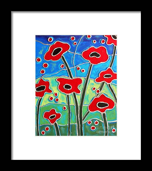 Red Framed Print featuring the painting Red Poppies 2 by Cynthia Snyder
