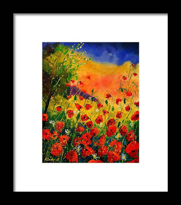 Poppies Framed Print featuring the painting Red Poppies 45 by Pol Ledent