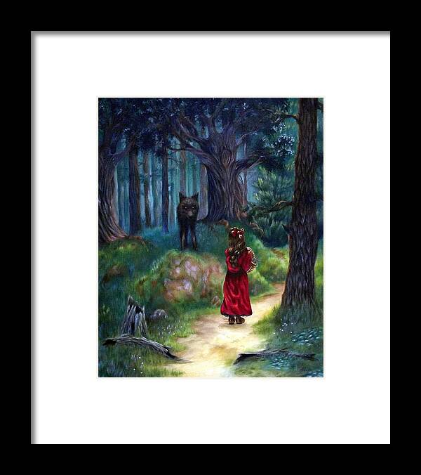 Red Riding Hood Framed Print featuring the painting Red Riding Hood by Heather Calderon