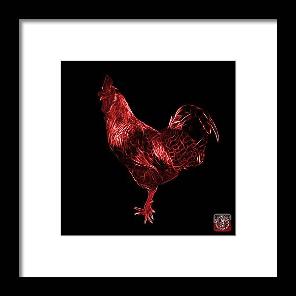 Rooster Framed Print featuring the digital art Red Rooster 3186 F by James Ahn