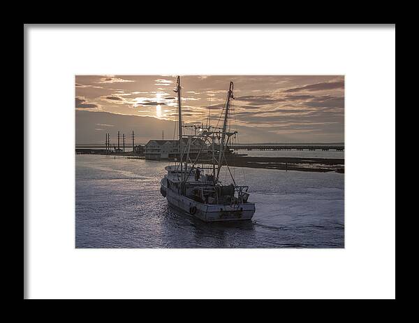 Fishing Boat Framed Print featuring the photograph Red Sky At Night by Photographic Arts And Design Studio