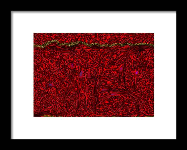 Red Framed Print featuring the digital art Red Tide Illusion by Kae Cheatham