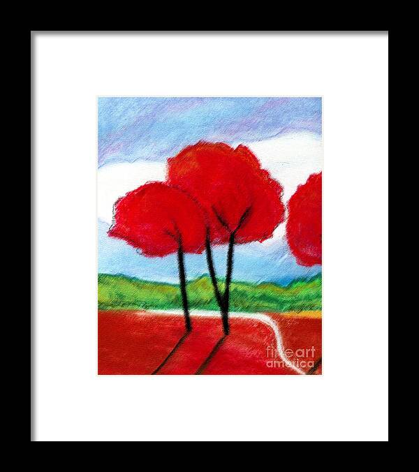 Pastel Framed Print featuring the mixed media Red Trees by Ruth Dailey