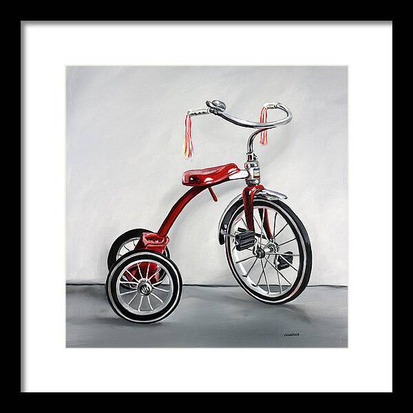 Red Tricycle Framed Print featuring the painting Red Tricycle 1 by Gail Chandler