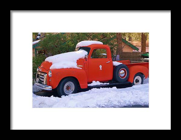  Framed Print featuring the photograph Red Truck - Idyllwild by Nora Boghossian