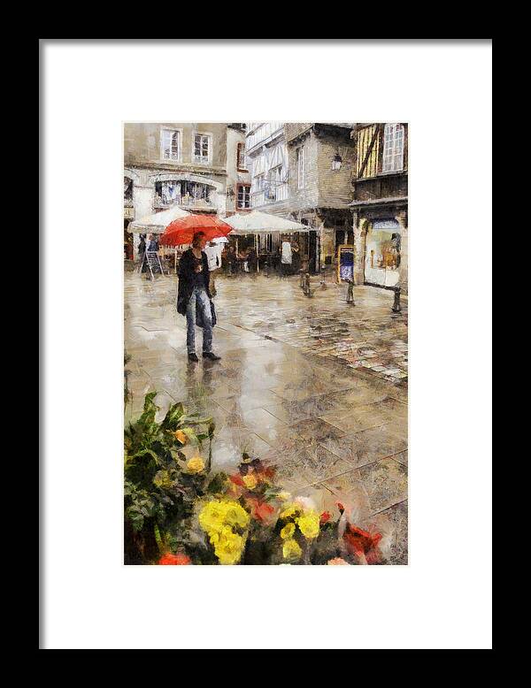 Red Framed Print featuring the photograph Red Umbrella by Nigel R Bell