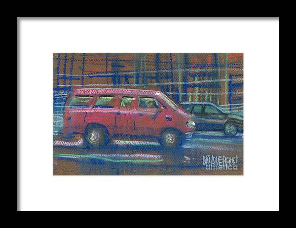 Van Framed Print featuring the painting Red Van by Donald Maier