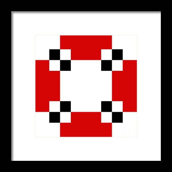 Andee Design Abstract Framed Print featuring the digital art Red White And Black 21 Square by Andee Design