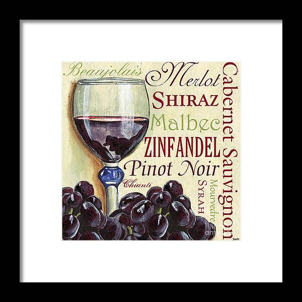 Wine Framed Print featuring the painting Red Wine Text by Debbie DeWitt