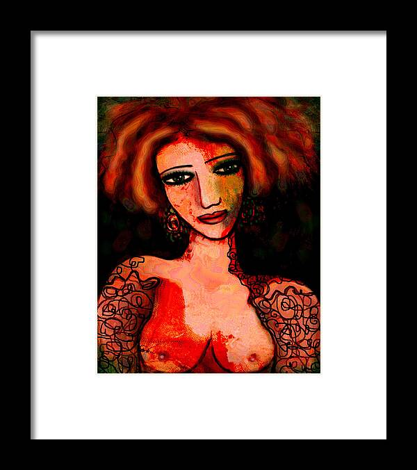 Woman Framed Print featuring the mixed media Redhead by Natalie Holland