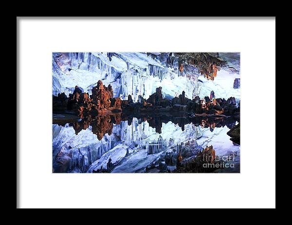 Blue Framed Print featuring the photograph Reed Flute Cave Guillin China by Thomas Marchessault