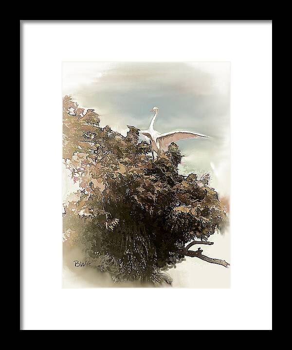 Crane Framed Print featuring the photograph Reelfoot Lake White Crane by Bonnie Willis
