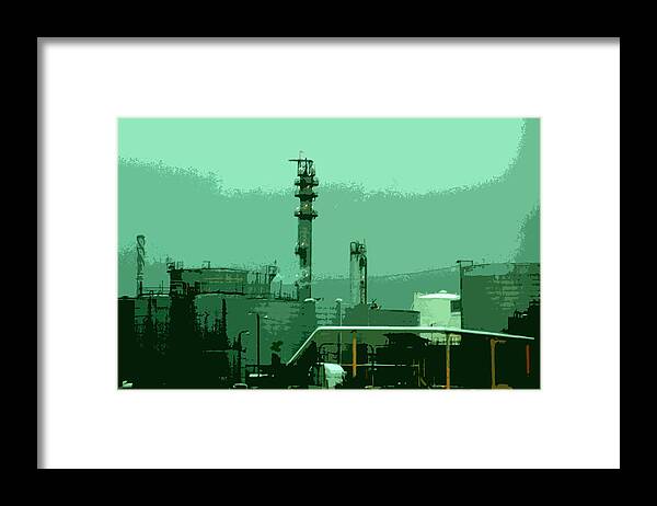 Industrial Framed Print featuring the digital art Refinery by Kathleen Stephens