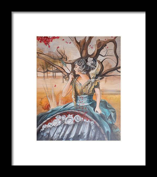 Woman Framed Print featuring the painting Reflctive Pool by Jacqueline Hudson