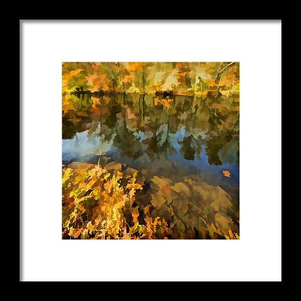 Autumn Framed Print featuring the photograph Reflection of Autumn Colors on the Canal II by David Letts