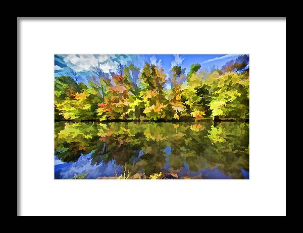 Autumn Framed Print featuring the photograph Reflection of Autumn Colors on the Canal III by David Letts