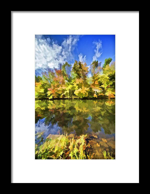 Autumn Framed Print featuring the painting Reflections on the Canal III by David Letts