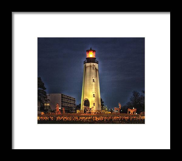 Rehoboth Traffic Circle Framed Print featuring the photograph Rehoboth Circle Christmas by Bill Swartwout