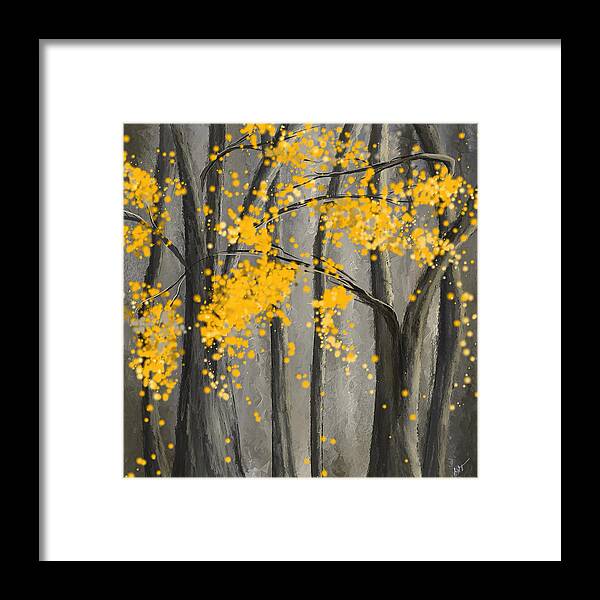Yellow Framed Print featuring the painting Rejuvenating Elements- Yellow And Gray Art by Lourry Legarde