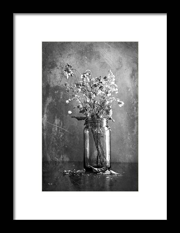 Vintage Jar Framed Print featuring the photograph Remains Of The Season by Theresa Tahara