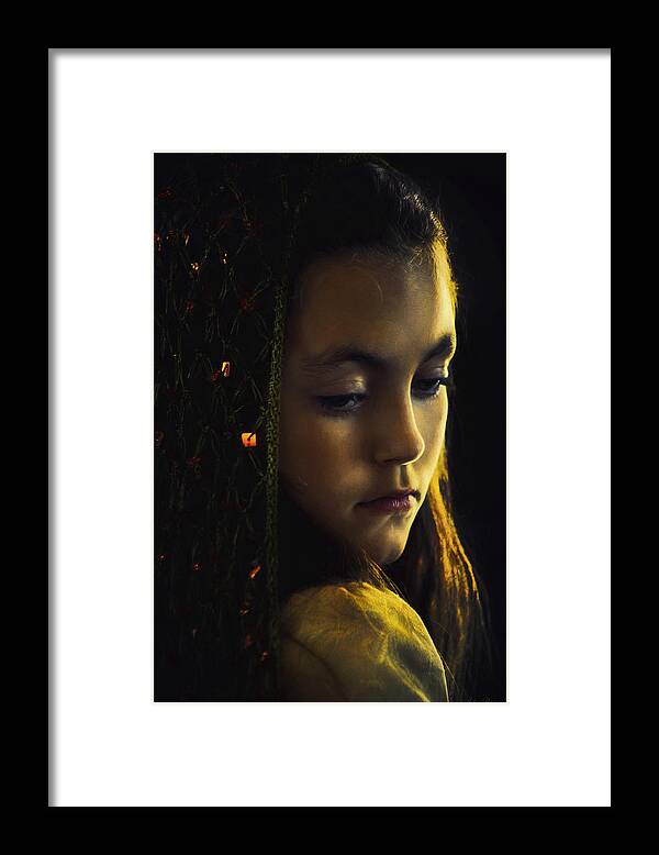 Girl Framed Print featuring the photograph Remembering by John Rivera