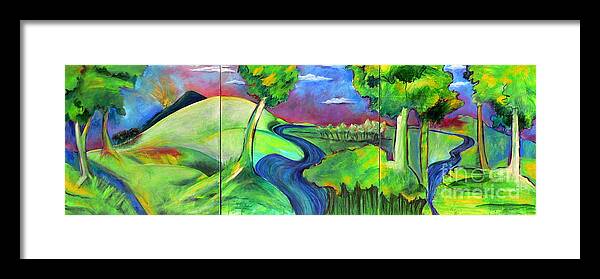 Landscape Framed Print featuring the painting RendezVous Triptych 1.2.3 by Elizabeth Fontaine-Barr