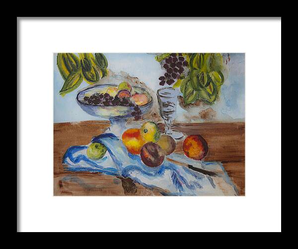 Still Paintings Framed Print featuring the painting Rendition Still Life with Compotier by Donna Walsh