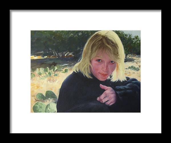 Blonde Framed Print featuring the painting Rest Among the Cacti by Connie Schaertl