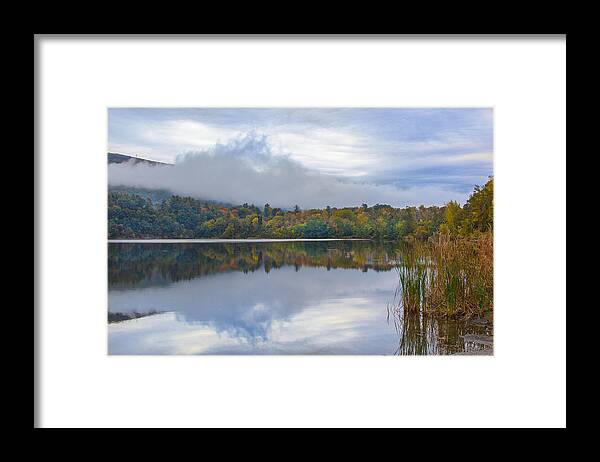 Clouds Framed Print featuring the photograph Retreat pond morning 1 by Vance Bell