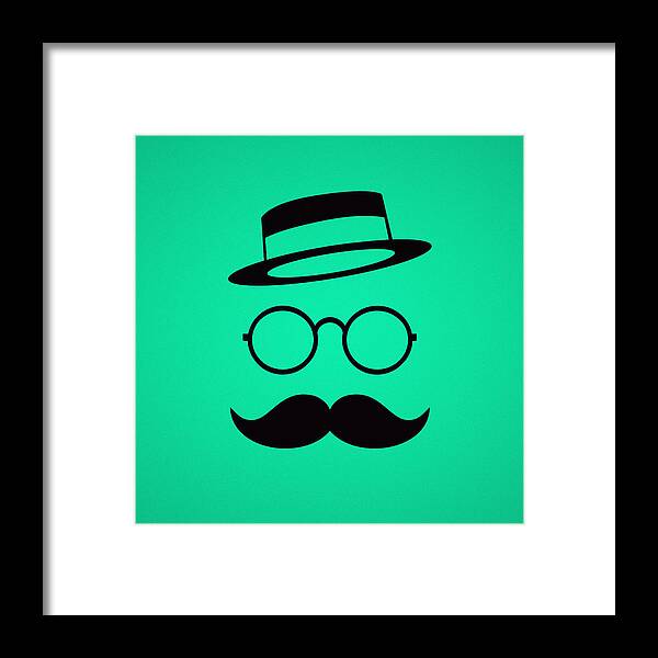 Les Claypool Framed Print featuring the digital art Retro Minimal vintage face with Moustache and Glasses by Philipp Rietz
