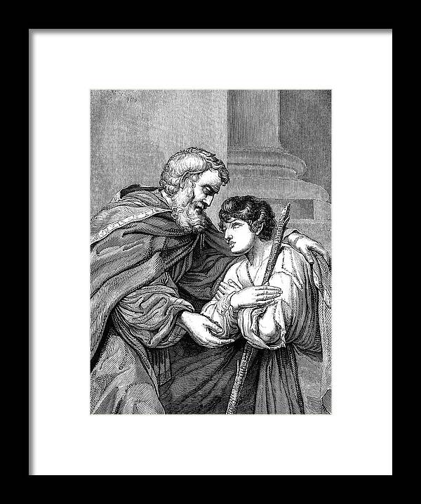 Engraving Framed Print featuring the digital art Return Of The Prodigal Son Victorian by Whitemay