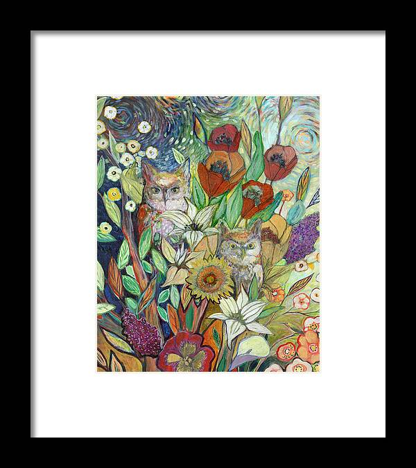 Owl Framed Print featuring the painting Returning Home to Roost by Jennifer Lommers