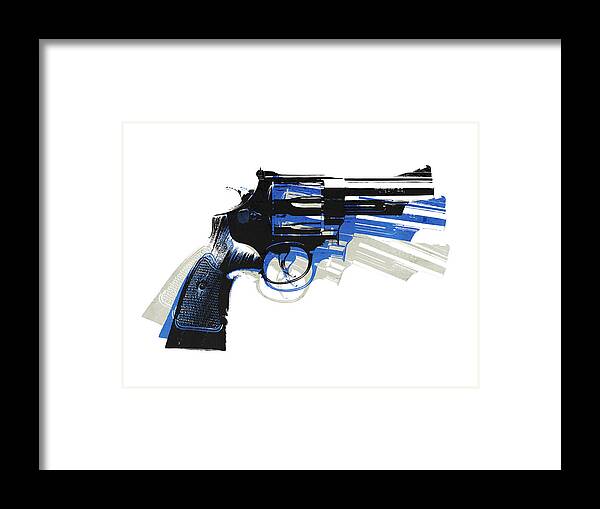 Revolver Framed Print featuring the digital art Revolver on White - right facing by Michael Tompsett